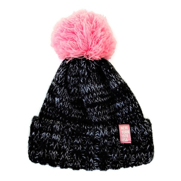 H&M Accessories - H M Knit Beanie Hat with Pom Pom New York 1978 USA